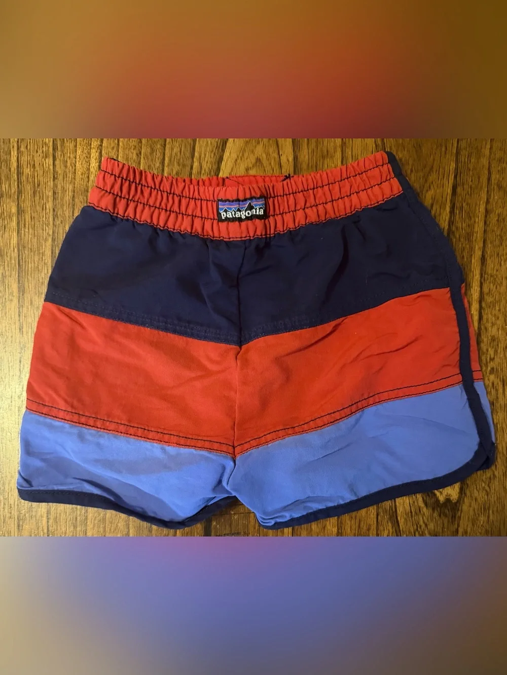 Patagonia Colorblock Kids Swim Shorts - Navy, Red, Light Blue, 5T